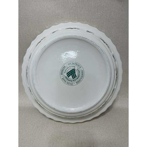 Longaberger Traditional Holly Pie Plate Christmas USA made 10 in - Picture 5 of 7